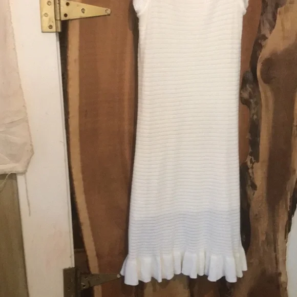 HOUSE OF HARLOW 1960 NWT Little White Knit Dress Flutter Midi Easter Summer - Picture 10 of 14